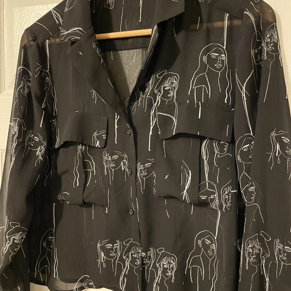 Simons - black/white  blouse - size large - NEW - Picture 7 of 7